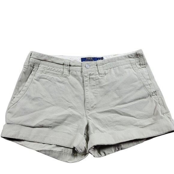 Polo Ralph Lauren Shorts Women’s 4 Cotton Chino Preppy Blue Pony - Picture 1 of 8